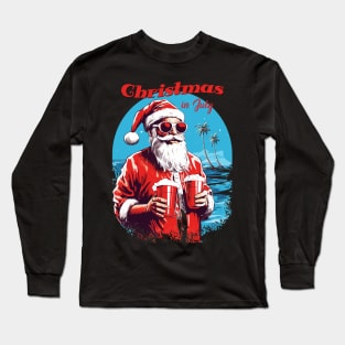 Santa's Vacation Vibes | "Christmas in July" Santa Tee Long Sleeve T-Shirt